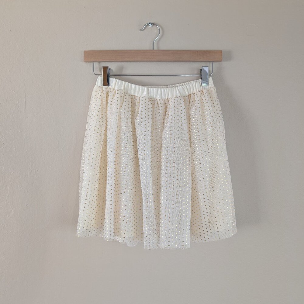 Girl's Polka Dot Metallic Tulle Skirt Holiday Ballet Ballerina Size L (10-12)‎